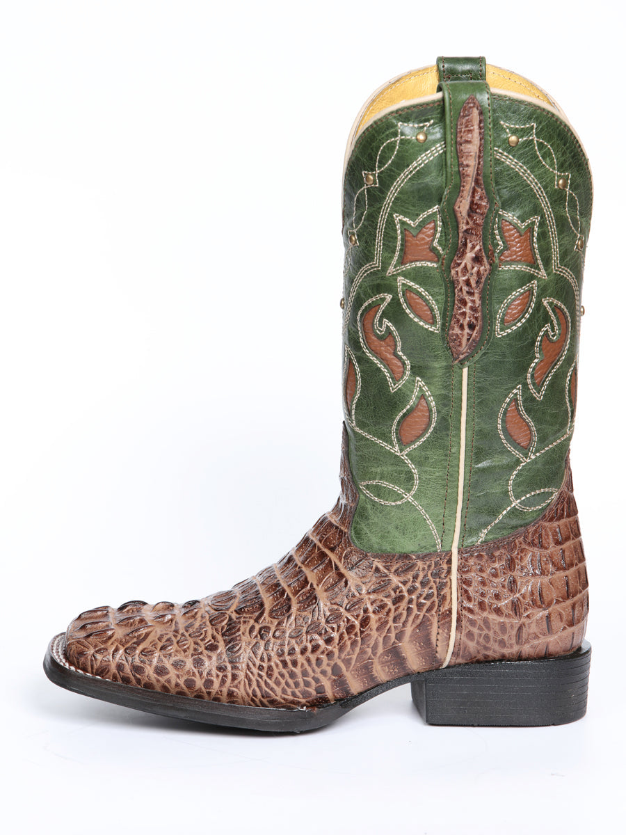 El General Women's Leather Cowgirl Boots - Embossed Crocodile Print - Brown 45940