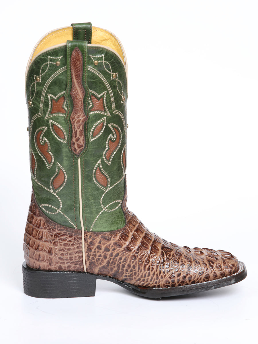 El General Women's Leather Cowgirl Boots - Embossed Crocodile Print - Brown 45940