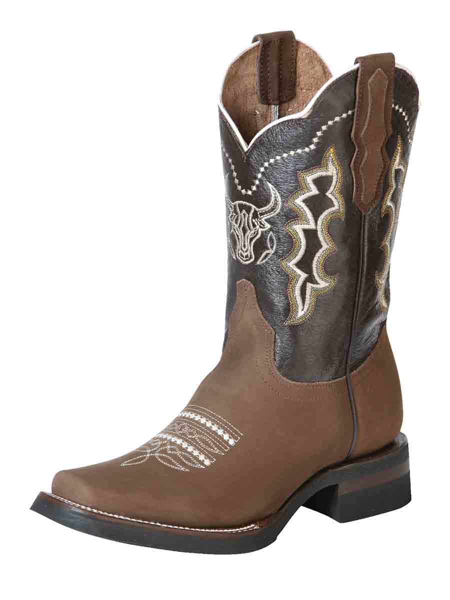 El General Men's Leather Cowboy Boot - Made in Mexico - Nubuck Camel 51113