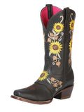 El General Womens Rodeo Boot - Dark Brown/Sunflowers 51144