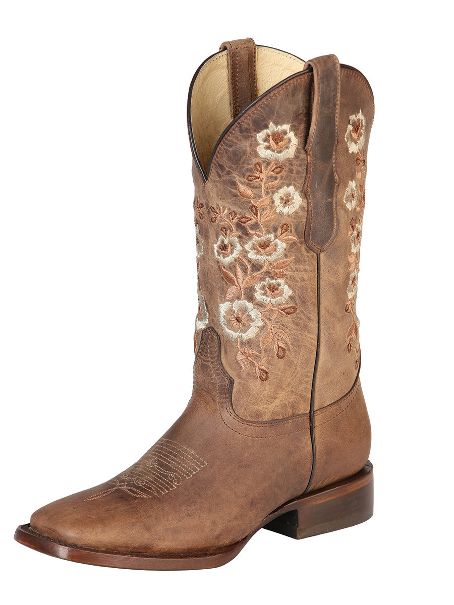 El General Women's Leather Cowgirl Boots - Made in Mexico - Orix Brown 51231