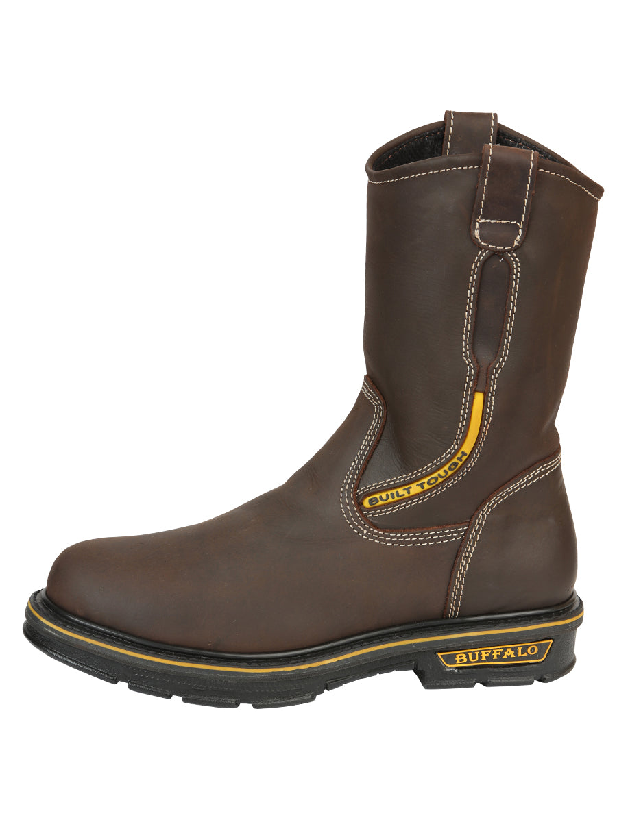 Buffalo & Bull Men's Leather Work Boots - Made in Mexico - Crazy Cafe Brown 123034