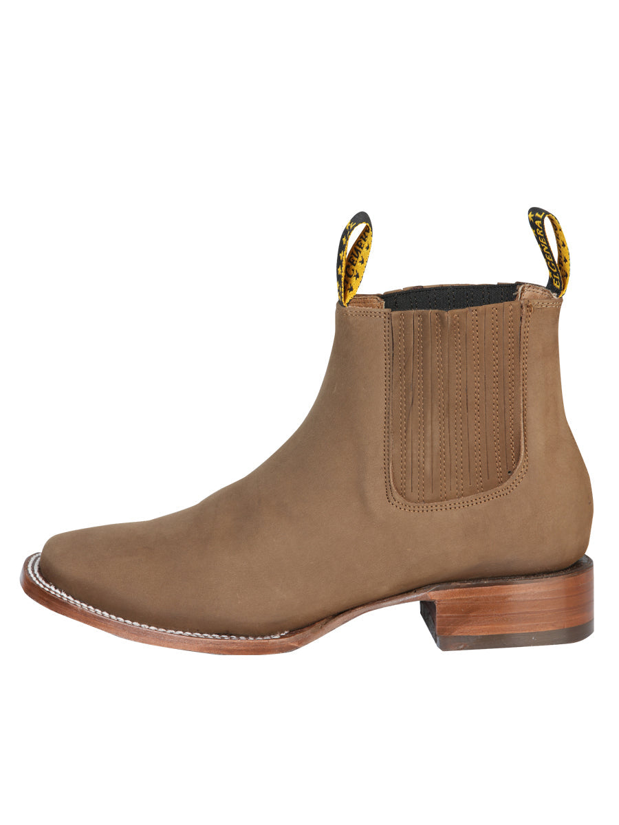 Bota de tobillo El General de punta cuadrada de nobuk - Café 126192