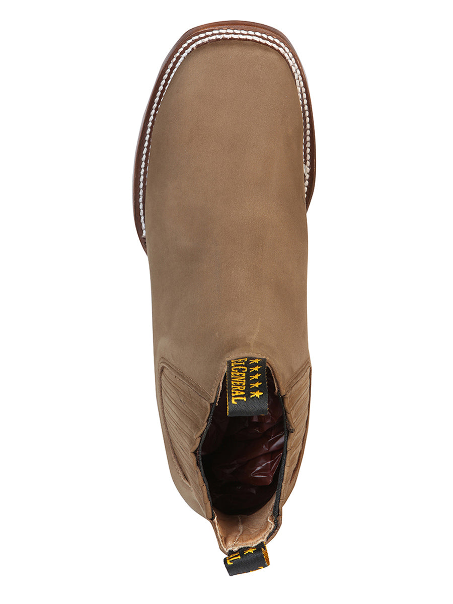 Bota de tobillo El General de punta cuadrada de nobuk - Café 126192