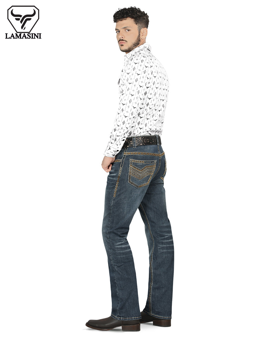 LAMASINI LM1870 Dark Blue Denim Jeans