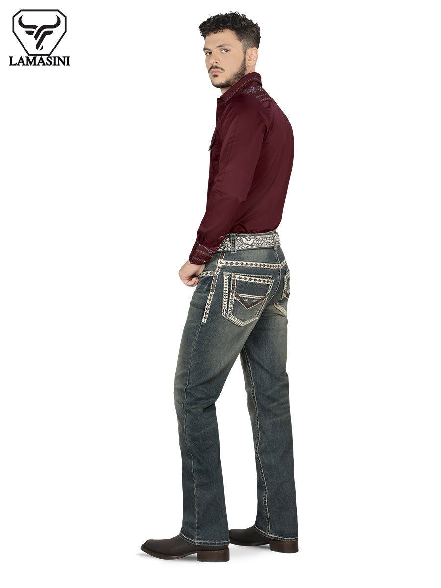 LAMASINI LM1872 Dark Stone Denim Jeans