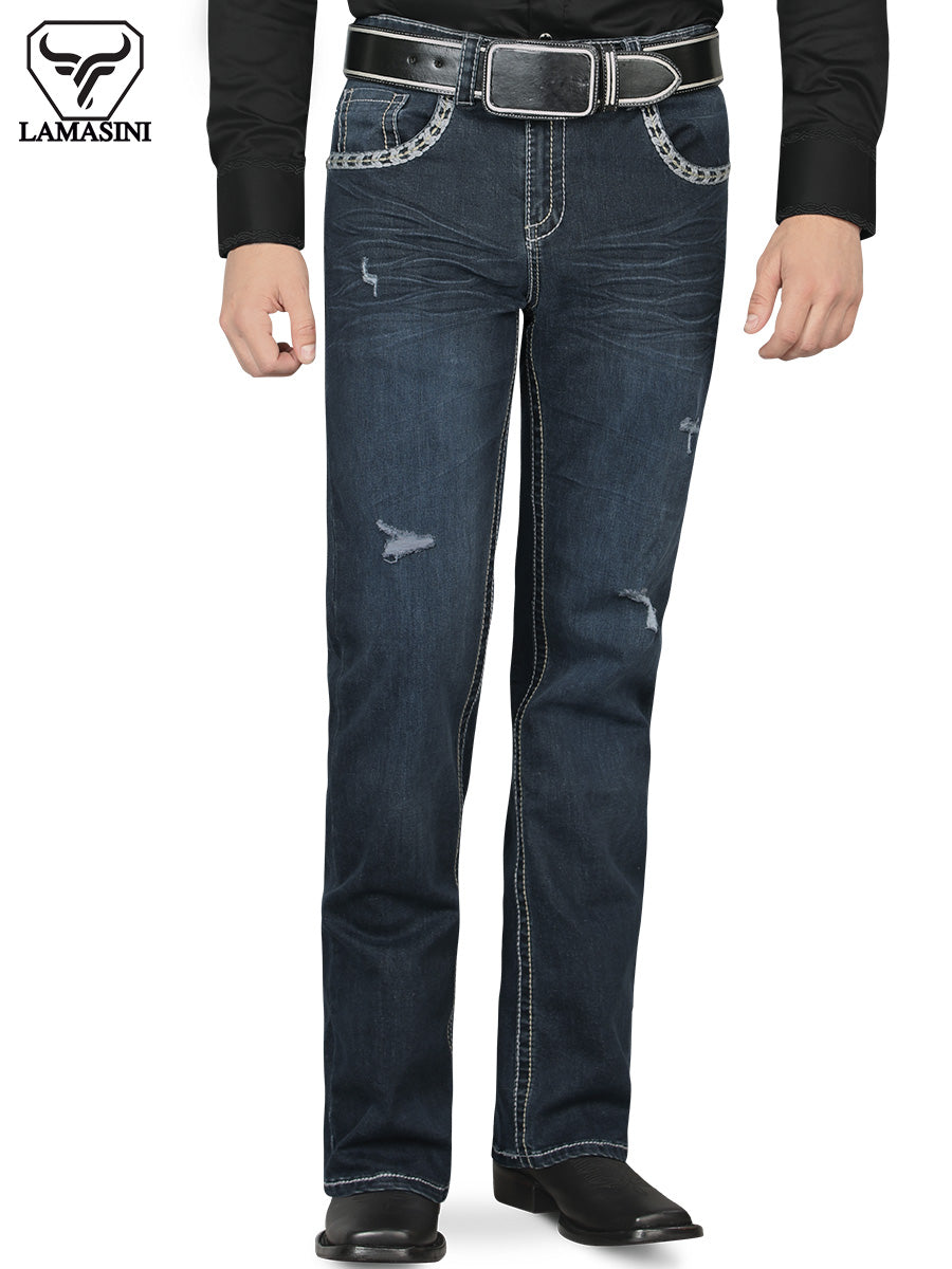 LAMASINI LM1872 Dark Blue Denim Jeans