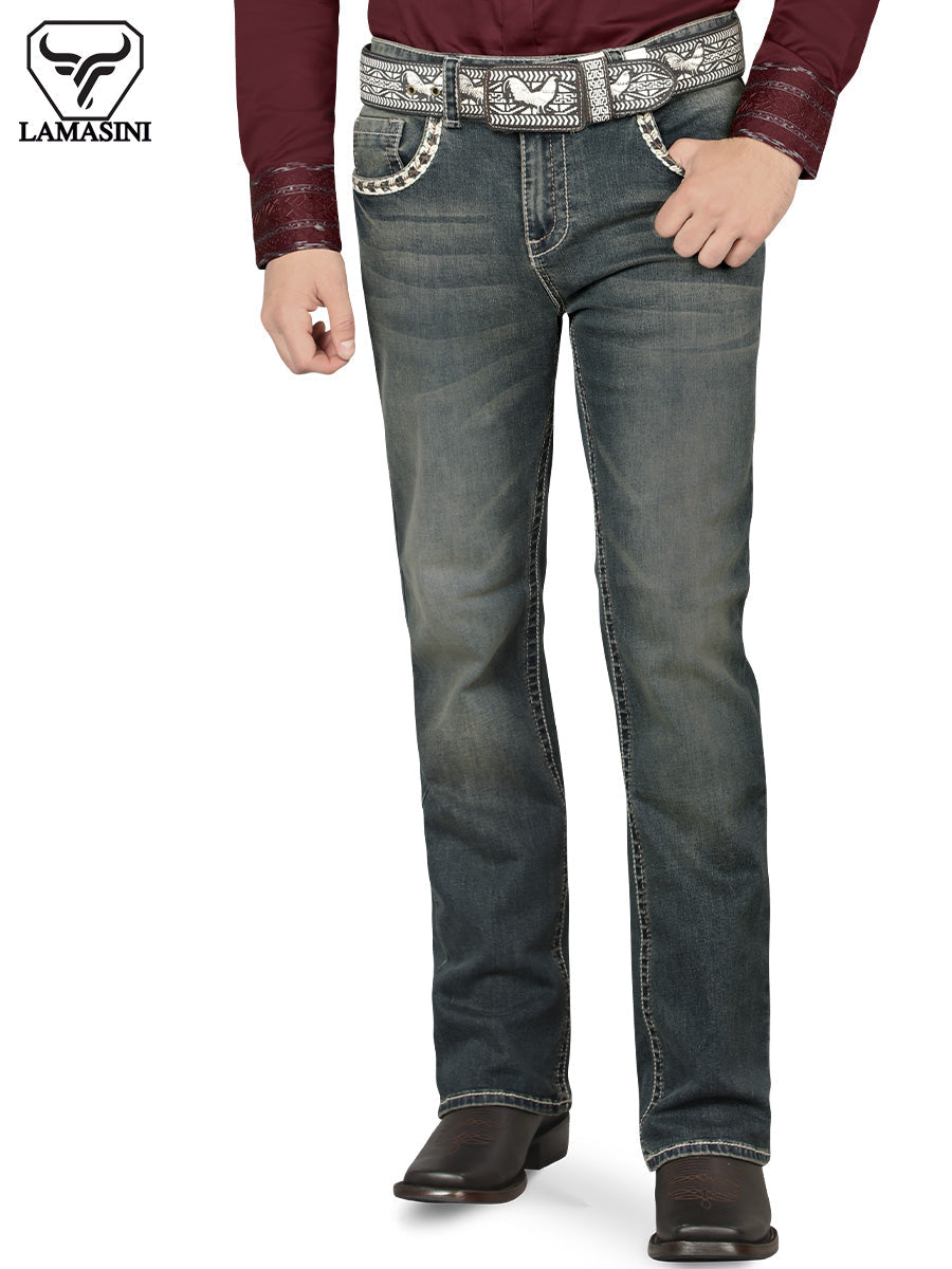 LAMASINI LM1872 Dark Stone Denim Jeans