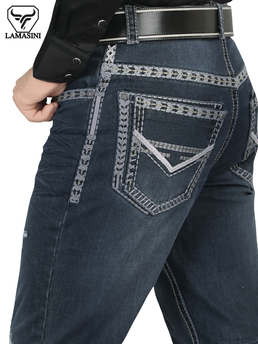 LAMASINI LM1872 Dark Blue Denim Jeans