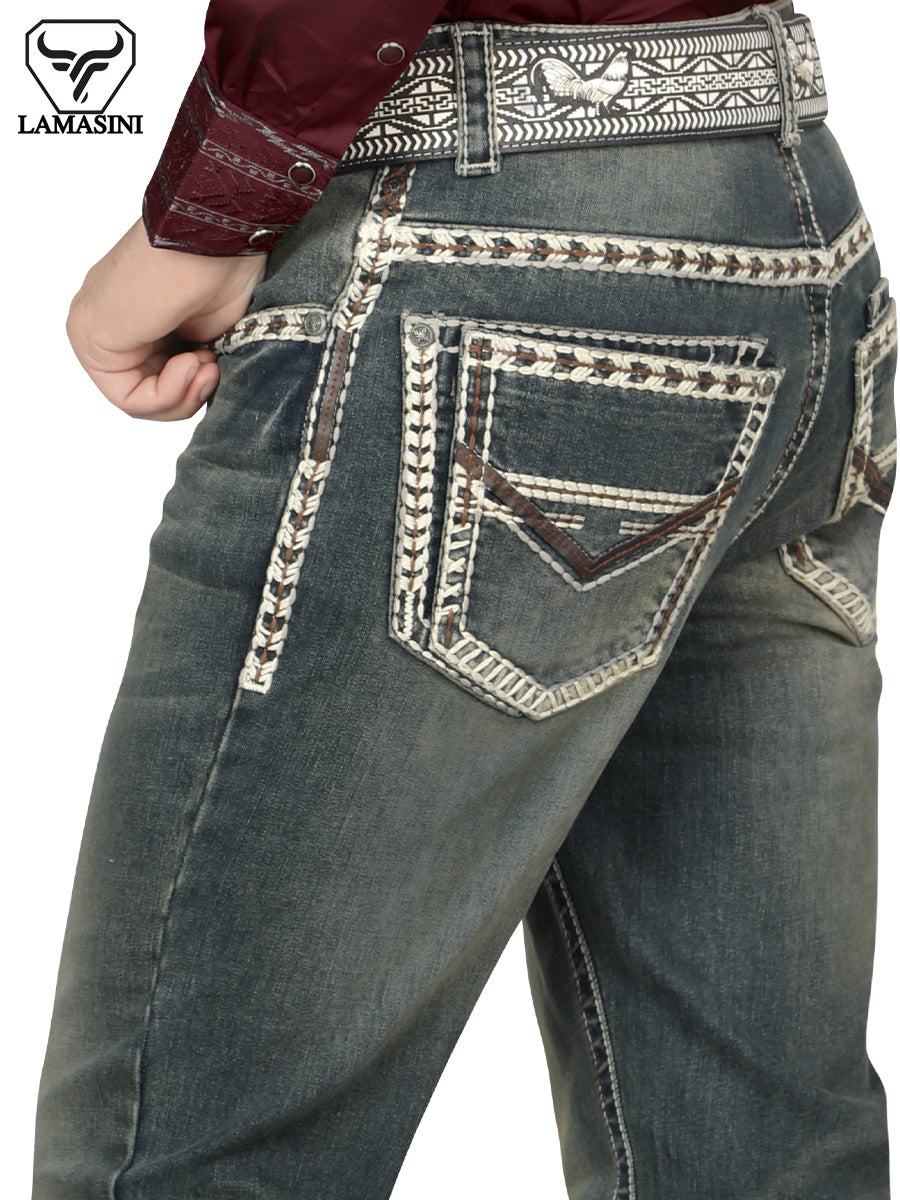 LAMASINI LM1872 Dark Stone Denim Jeans
