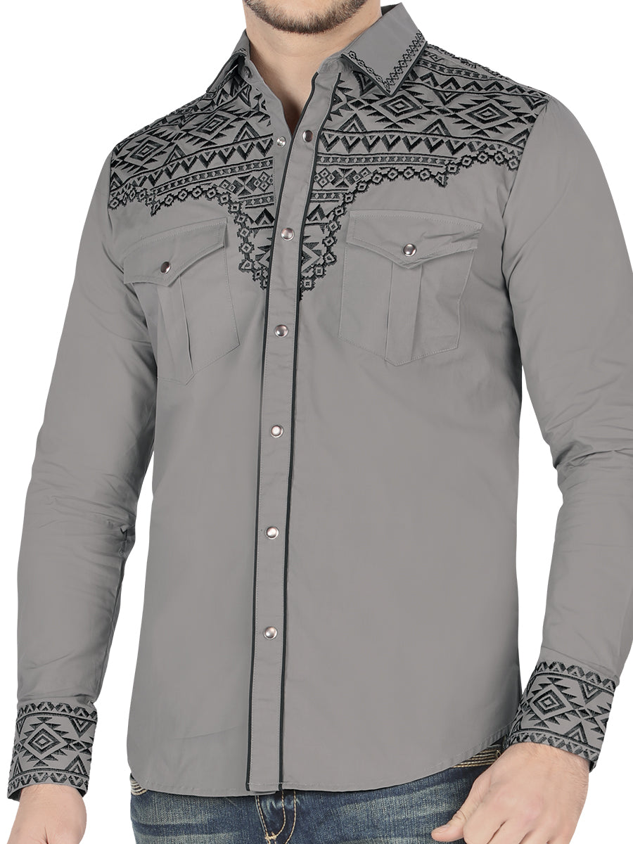LAMASINI Embroidered Denim Shirt Style LM-2211