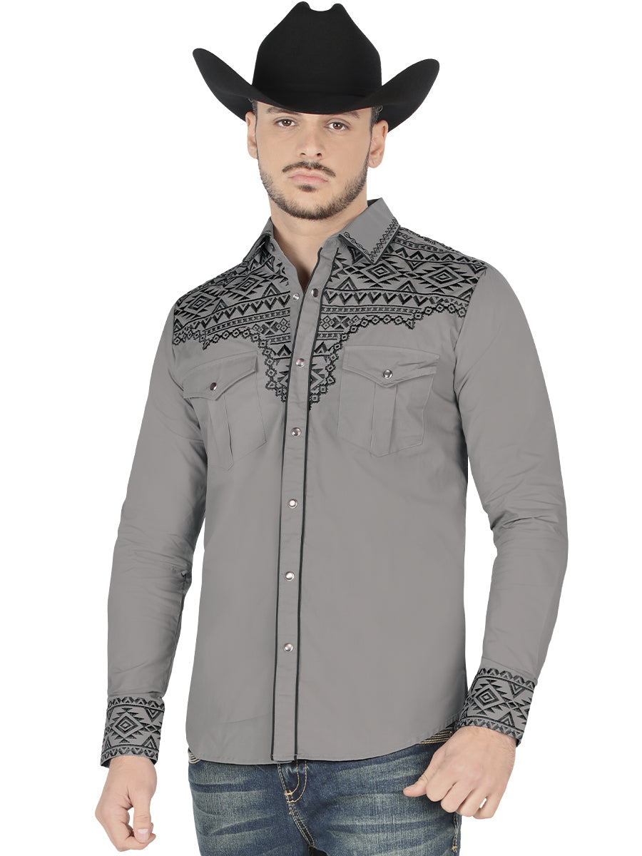 LAMASINI Embroidered Denim Shirt Style LM-2211