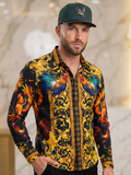 BARABAS Luxury Statement Shirt BS5SPR10 Black – SLIM FIT Stretch Rhinestone-Print