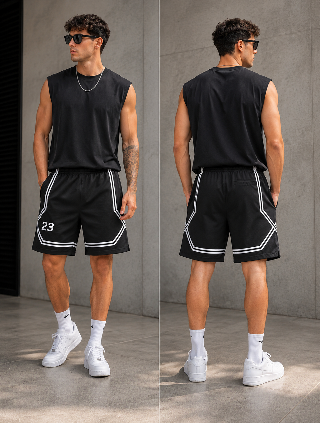 Men's Moisture Wicking Shorts black - pantaloneta negra