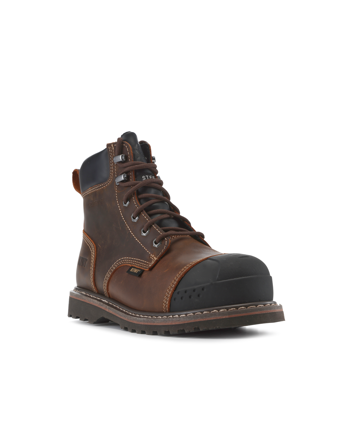 Kiwi Premium Brown Crazy Horse 6" Steel Toe Waterproof Cap-Toe Work Boots [64100]