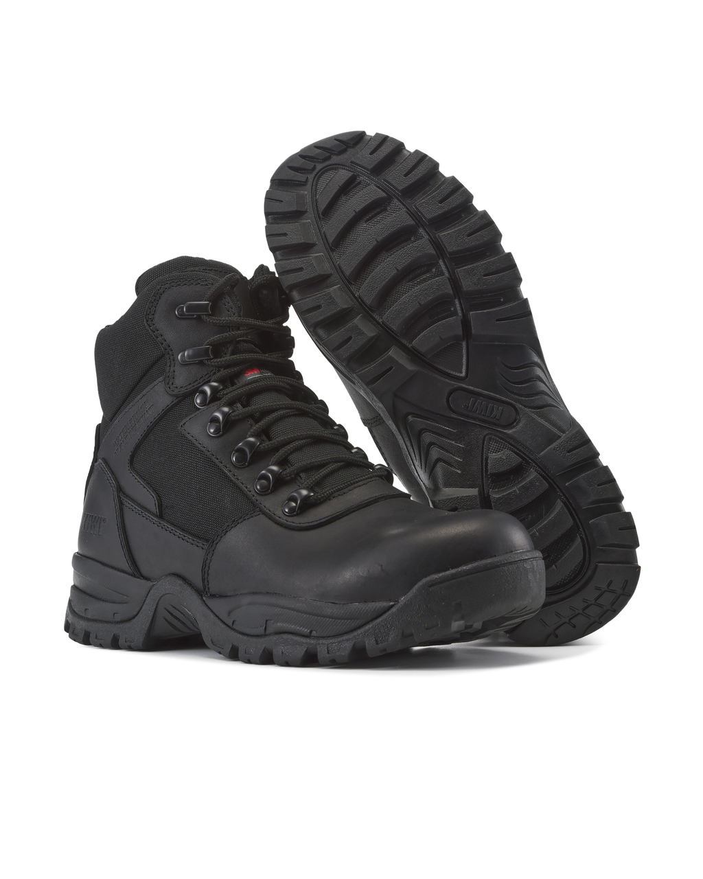 Kiwi Rugged Black Full Grain Leather Mid-Cut 6" Composite Toe Zipped Waterproof Tactical Boots [68100]
