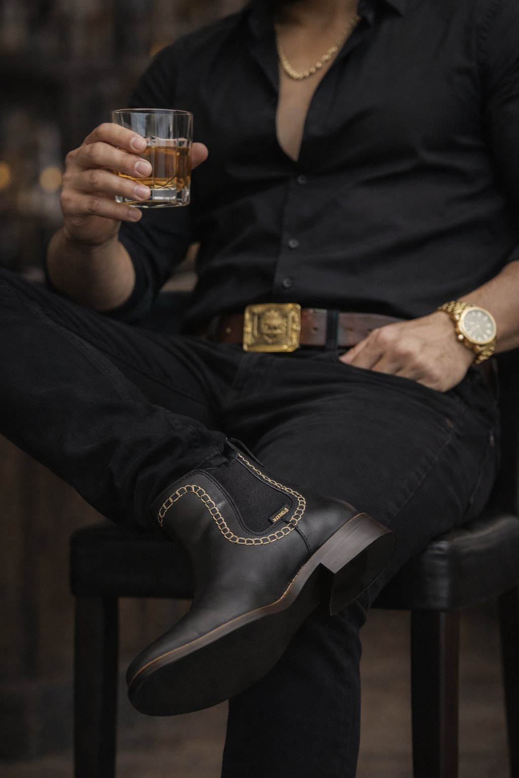 El General Men’S Leather Ankle Boots - Black
