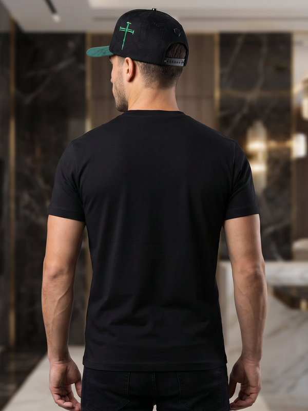 BARABAS Premium San Judas Tadeo BS6TR04 Black Rhinestone T-Shirt
