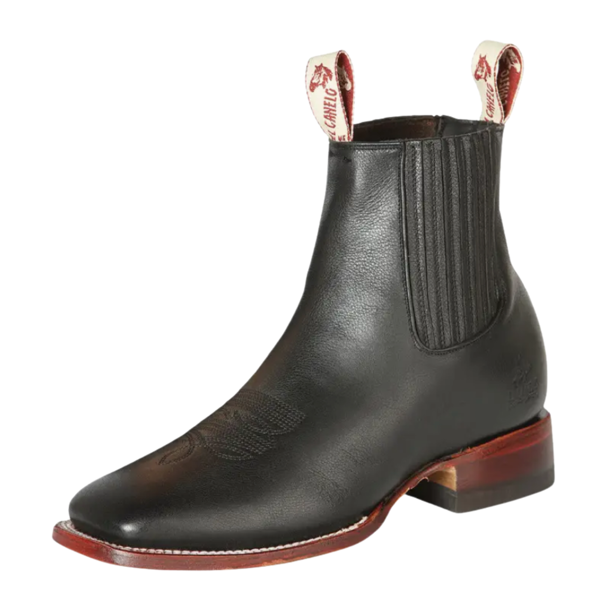 El Canelo Men’s Fronterizo Leather Charro Cowboy Ankle Boots – Ikon Black