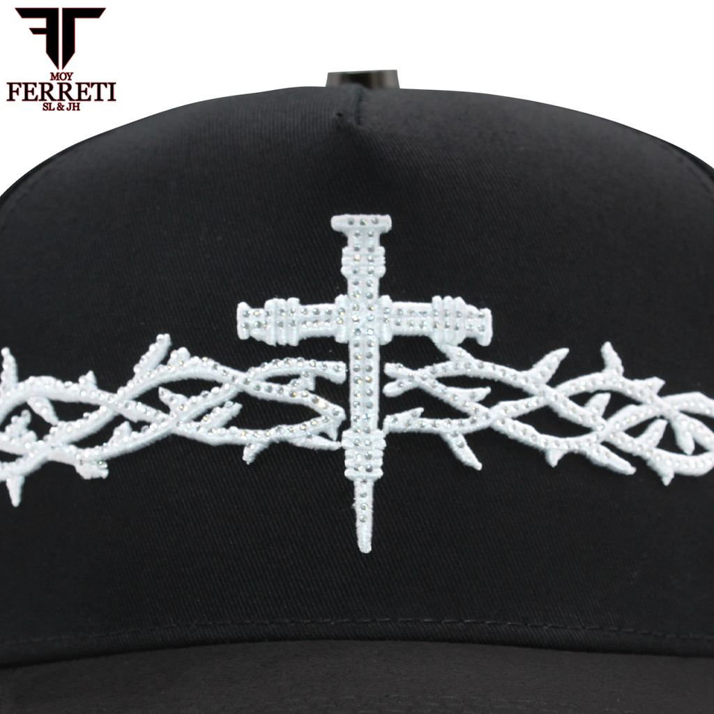 FERRETI HATS PREMIUM FT173 White Cross Baseball Cap For Men