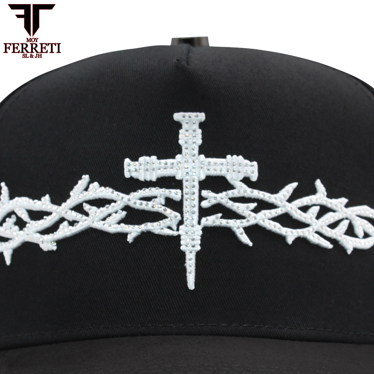 FERRETI HATS PREMIUM FT173 White Cross Baseball Cap For Men