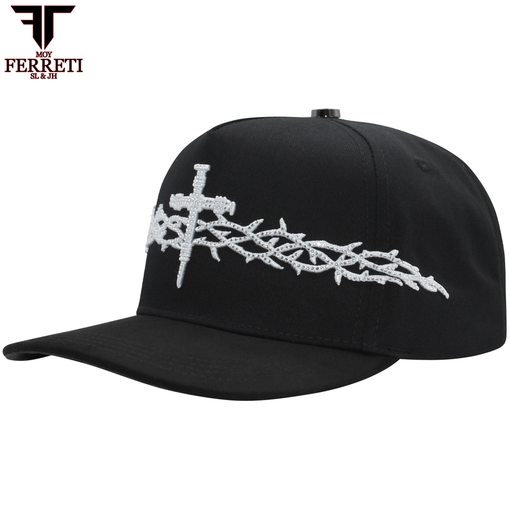 FERRETI HATS PREMIUM FT173 White Cross Baseball Cap For Men