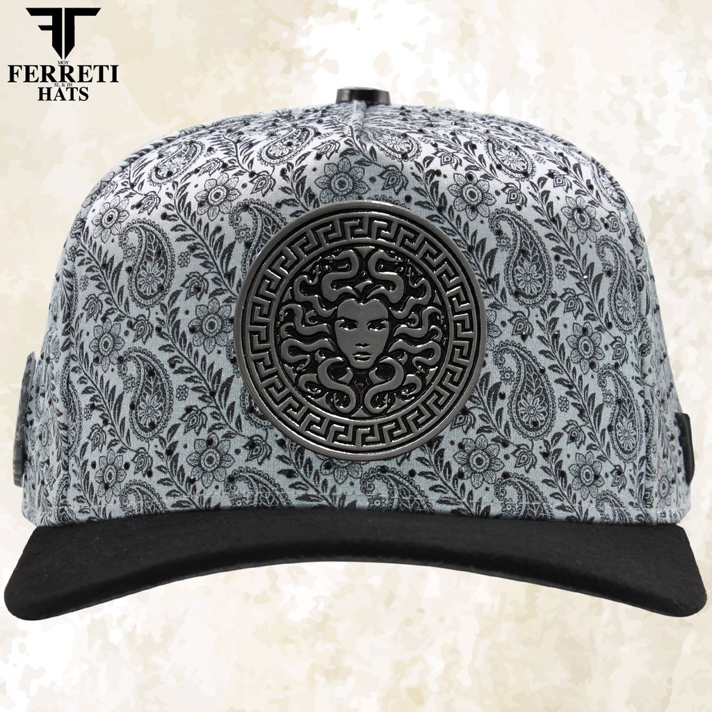 FERRETI HATS PREMIUM FT201 Medusa Platinum Baseball Cap For Men