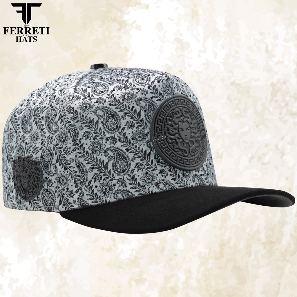 FERRETI HATS PREMIUM FT201 Medusa Platinum Baseball Cap For Men