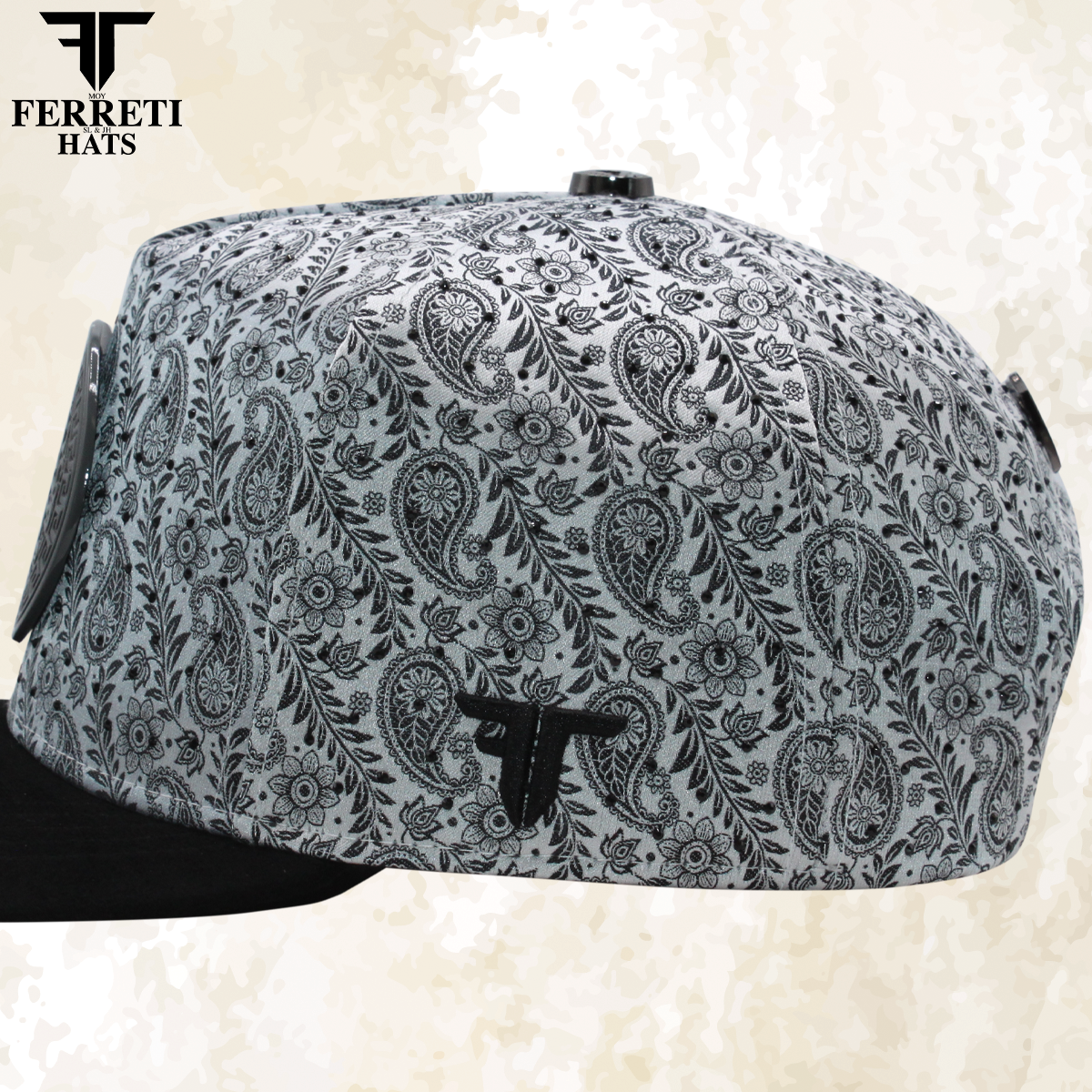 FERRETI HATS PREMIUM FT201 Medusa Platinum Baseball Cap For Men