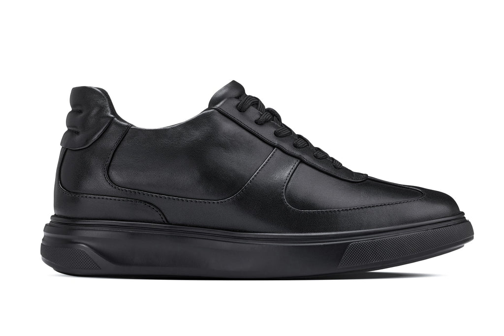 CALTO - J2200 - 2.6 Inches Taller (Black/Black Sole) - Lightweight Nappa Sneakers