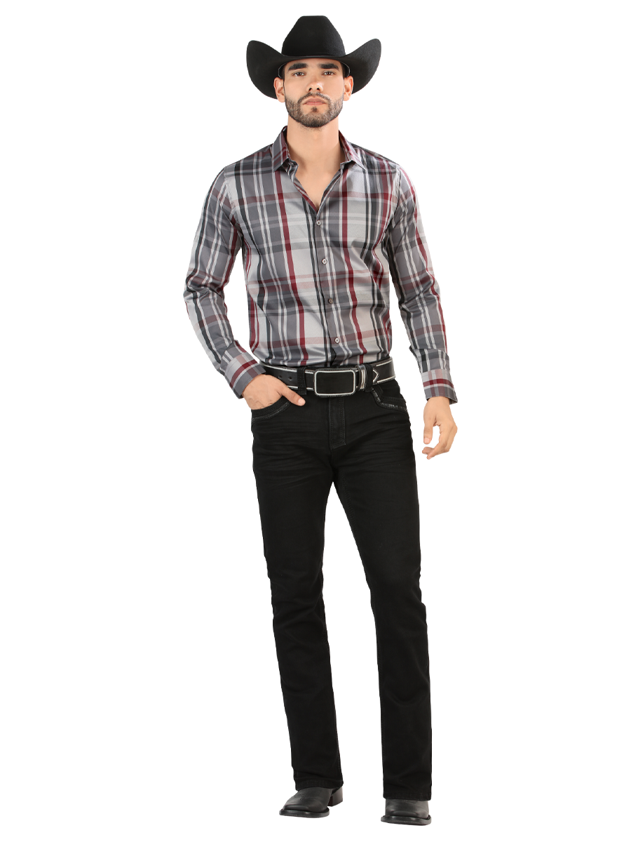 LM26503 Black Jeans - Straight Cut with Embossed Black on Black Embroidery