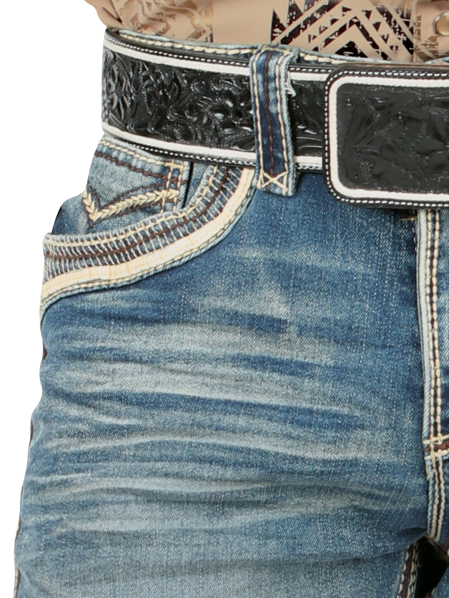 LM26503 Medium Blue Jeans – Design with Embossed Embroidery