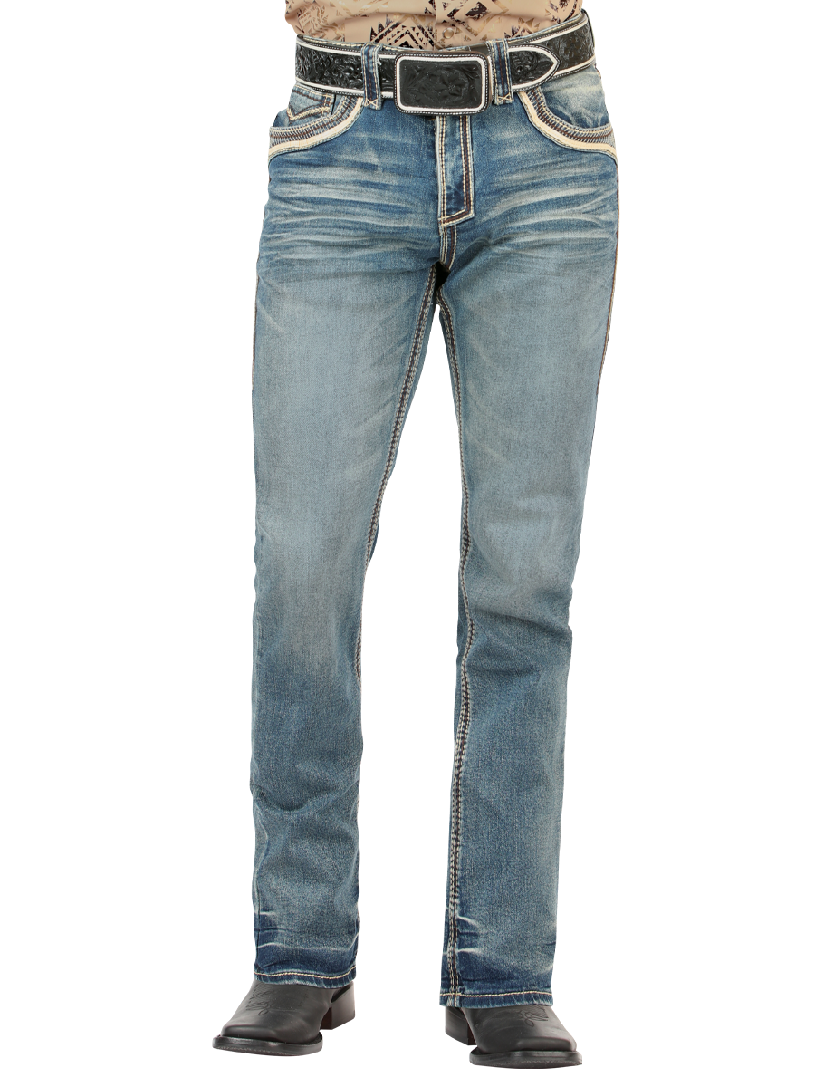 LM26503 Medium Blue Jeans – Design with Embossed Embroidery