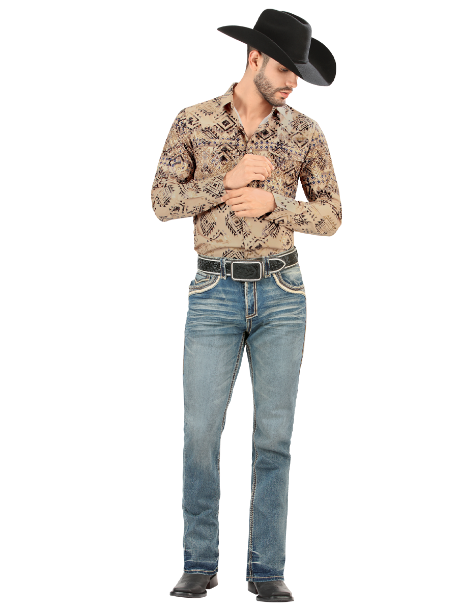 LM26503 Medium Blue Jeans – Design with Embossed Embroidery