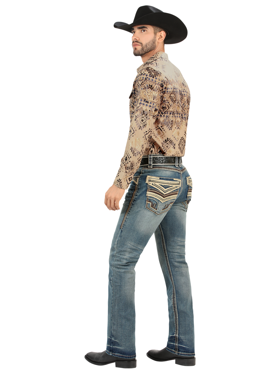LM26503 Medium Blue Jeans – Design with Embossed Embroidery