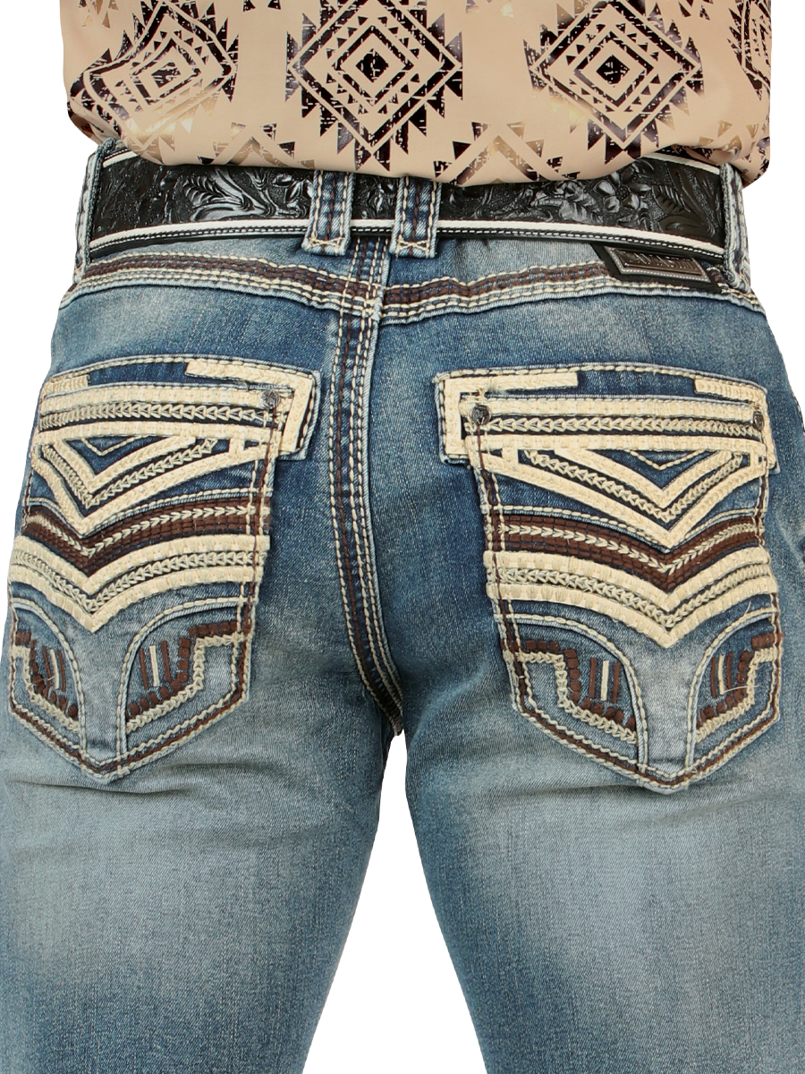 LM26503 Medium Blue Jeans – Design with Embossed Embroidery