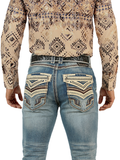 LM26503 Medium Blue Jeans – Design with Embossed Embroidery