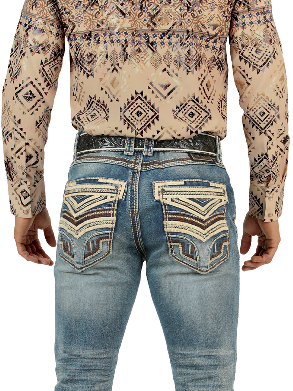 LM26503 Medium Blue Jeans – Design with Embossed Embroidery