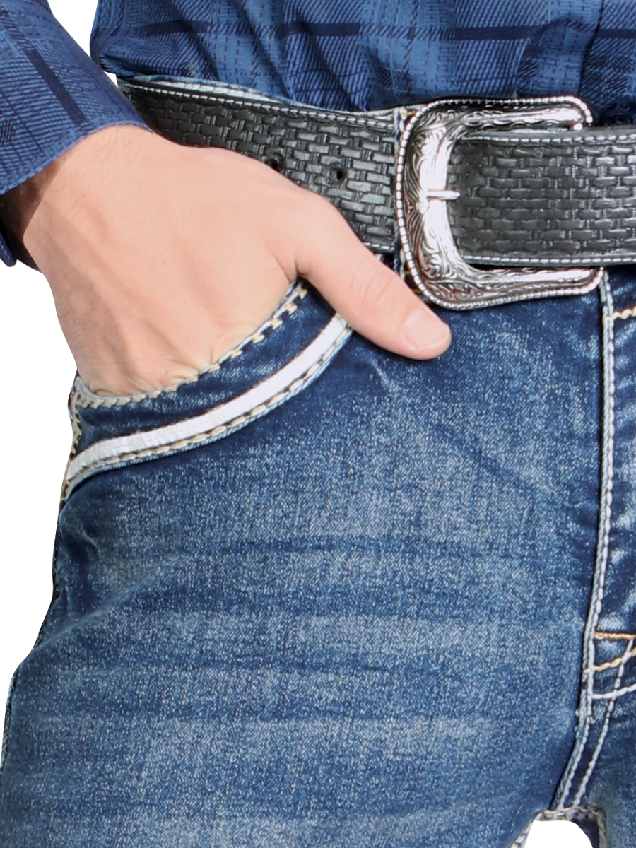 MONTERO 39501 Medium Blue Men's Denim Jeans (Heavy Denim)