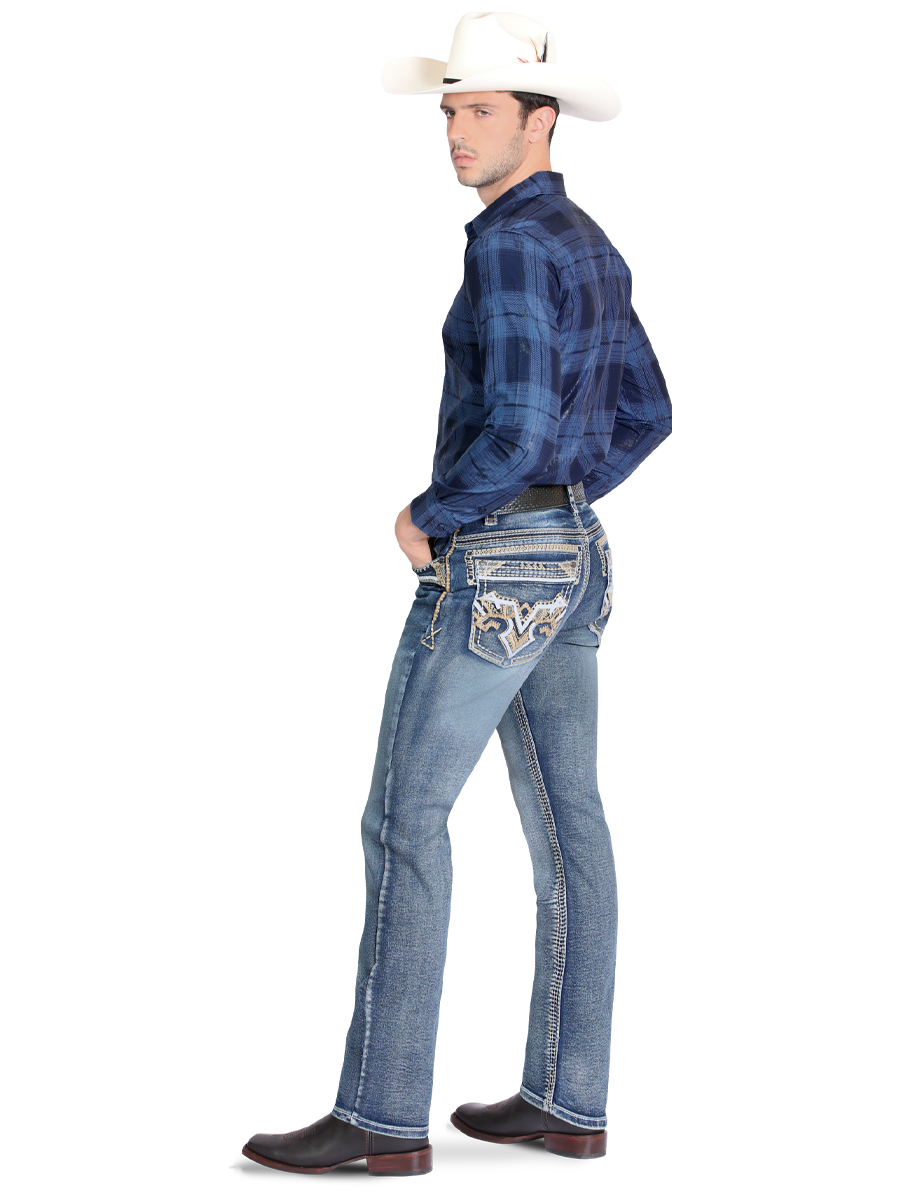 MONTERO 39501 Medium Blue Men's Denim Jeans (Heavy Denim)