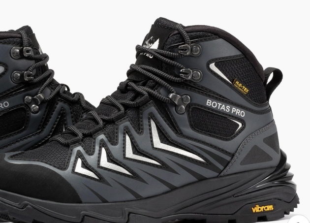 Men's black waterproof hiking boot, front angle view