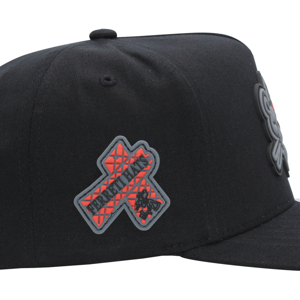 FERRETI HATS PREMIUM FT01 Black Baseball Cap For Men La Pantera PVC