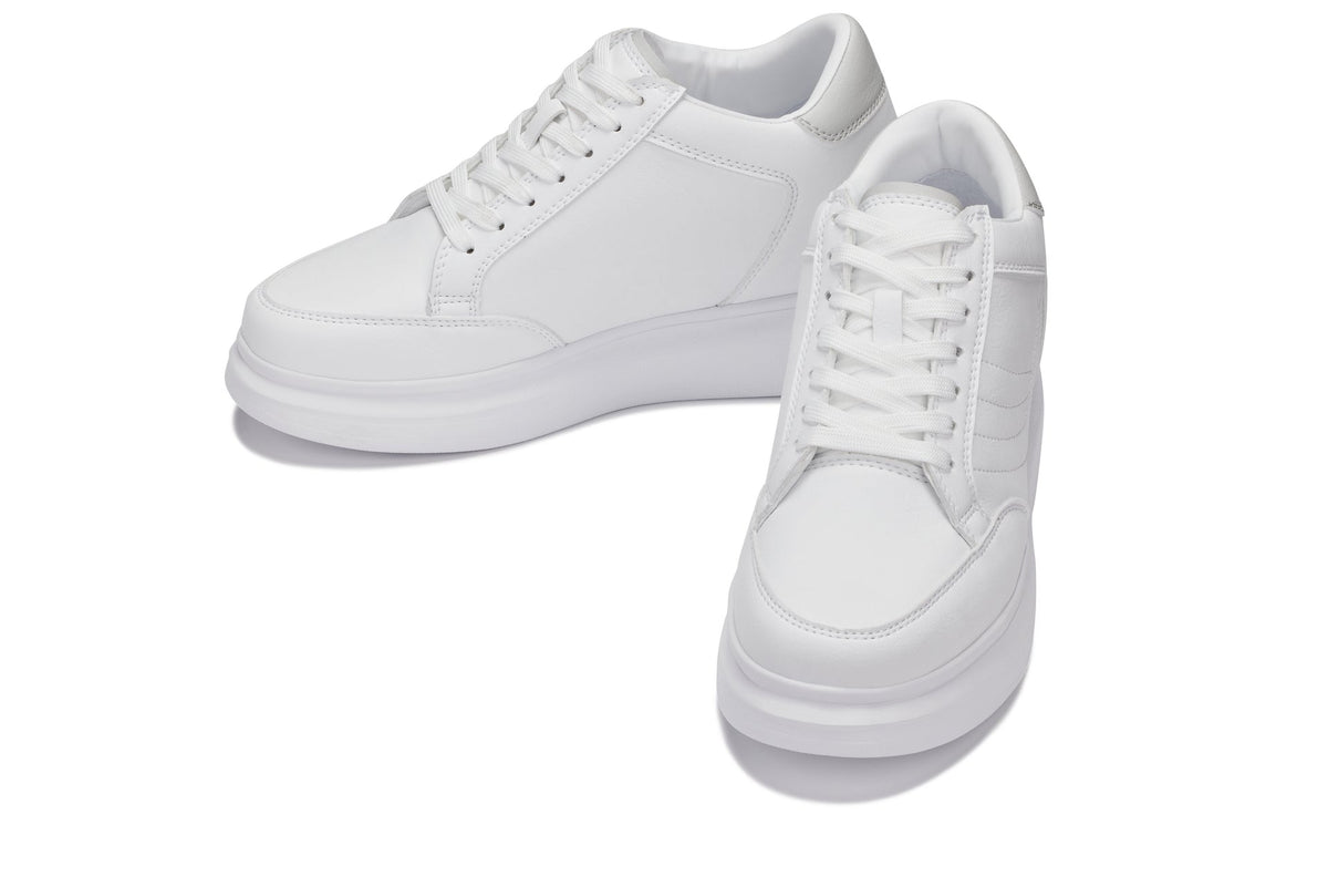 CALTO - Q512 - 2.6 Inches Taller Lightweight (Pure White/White Sole) - Chunky Sole Sneakers