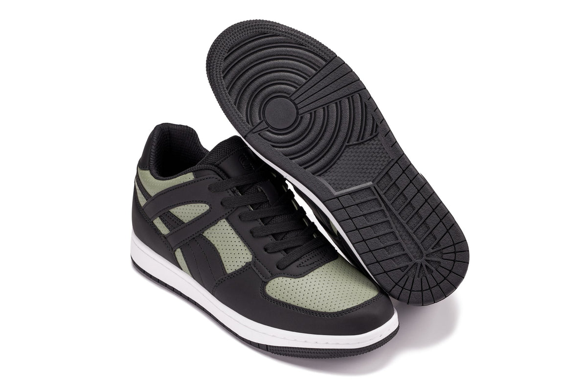 CALTO - S2533 - 2.2 Inches Taller (Black/Green) - Contemporary Casual Sneaker