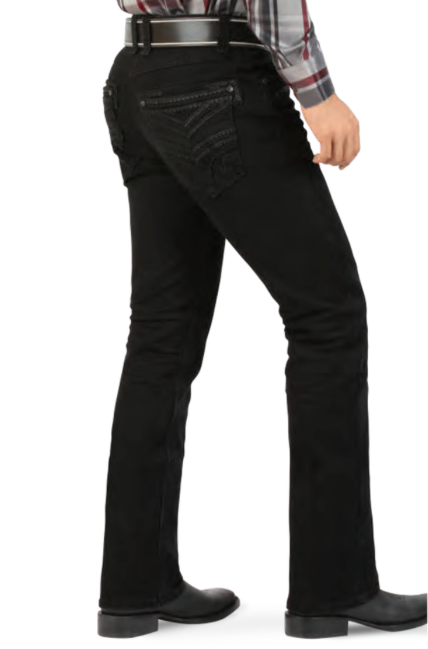 Men’s Black Modern Boot Cut Jeans – Stretch Denim – Classic 5-Pocket Style