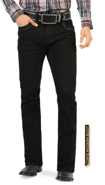 Men’s Black Modern Boot Cut Jeans – Stretch Denim – Classic 5-Pocket Style