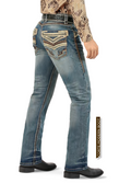Men's Medium Blue Modern Boot Cut Jeans – Stretch Denim – Western Style