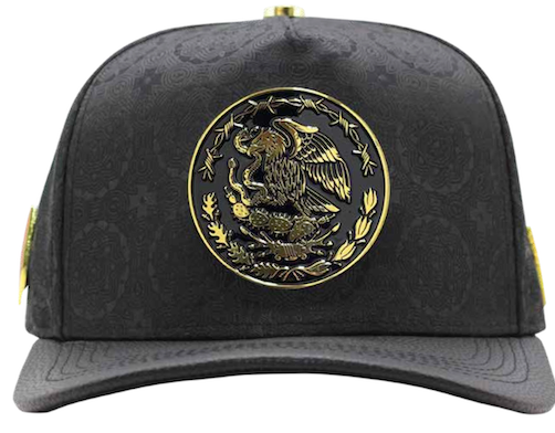 ZU-CAP-FT163 - Black Mexico coat of arms medallion snapback cap - front view
