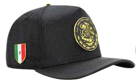 ZU-CAP-FT163 - Black Mexico coat of arms medallion snapback cap - front view