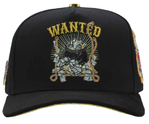 Men's Black Wanted Money Snapback Cap - Adjustable